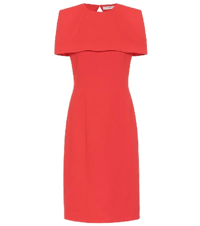 Givenchy Cape-effect Wool-crepe Dress In Red