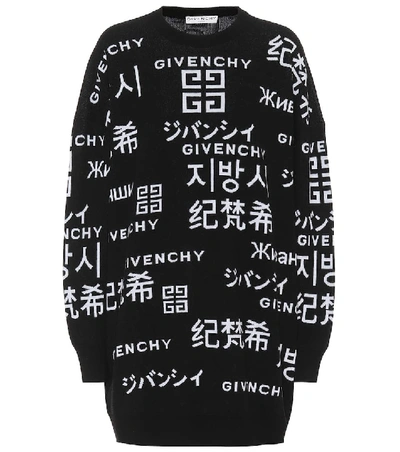 Givenchy Intarsia Knit Logo Jumper In Black & White