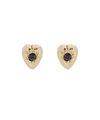 ACANTHUS GOLD HEAVY HEART BLACK DIAMOND STUD EARRINGS,000641850