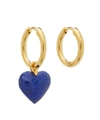 THEODORA WARRE Gold-Plated Lapis Lazuli Heart Mismatched Hoop Earrings,5059419035368