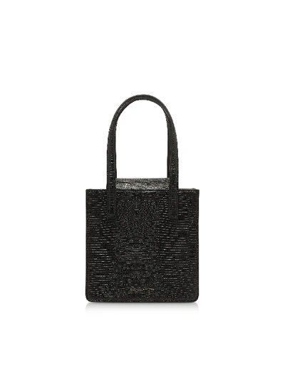 Marge Sherwood Handbags Black Lizard Embossed Leather Grandma Tote Bag In Noir