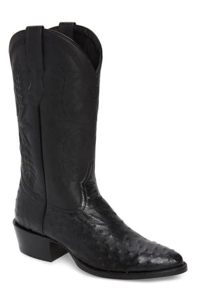Ariat Circuit Cowboy Boot In Black Full Quill Ostrich