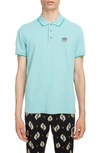 Kenzo Marled Cotton Polo In Aqua