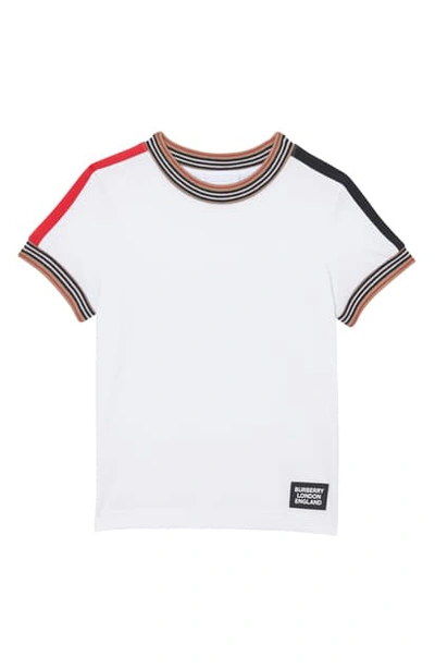 Burberry Teen Icon Stripe Short Sleeve T-shirt In Bianco
