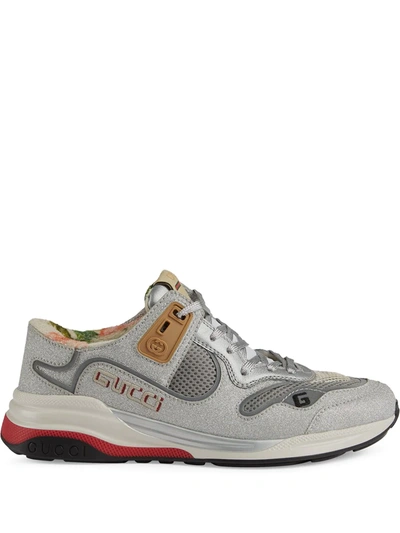 Gucci Silver Sparkling Ultrapace Sneakers In Blue