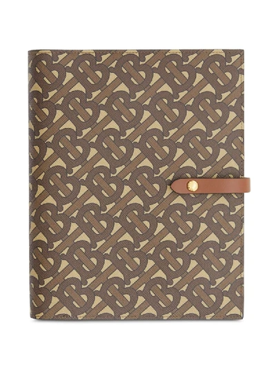 Burberry Monogram Print Notebook Cover In Brown