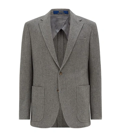 Ralph Lauren Nigel Windowpane Wool Blazer In Grey