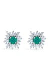 SUZANNE KALAN WHITE GOLD DIAMOND AND EMERALD FIREWORKS EARRINGS,15048878