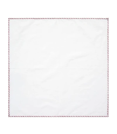 Brunello Cucinelli Stripe-border Poplin Pocket Square In White Red