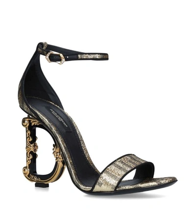 Dolce & Gabbana Sculpted-heel Jacquard Sandals In Gold