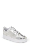 Nike Air Force 1 Metallic Faux Leather Sneakers In Silver
