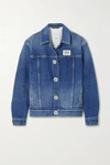 BURBERRY APPLIQUÉD BEAD-EMBELLISHED DENIM JACKET