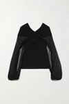 JW ANDERSON Draped stretch-jersey and tulle blouse
