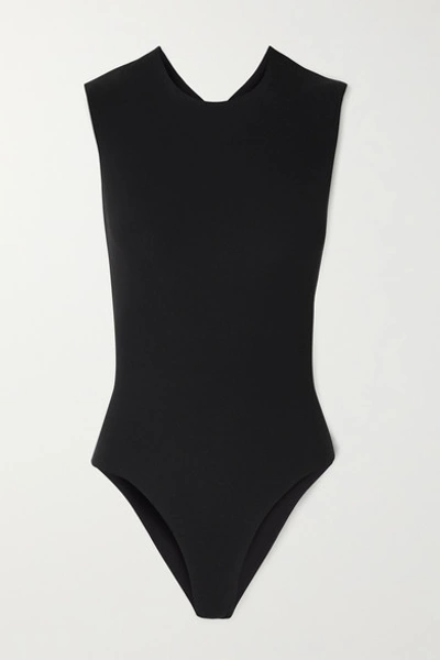 Ack Rina Open-b Ribbed Swimsuit In Bl