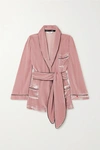 SLEEPING WITH JACQUES THE BON VIVANT BELTED PIPED VELVET ROBE