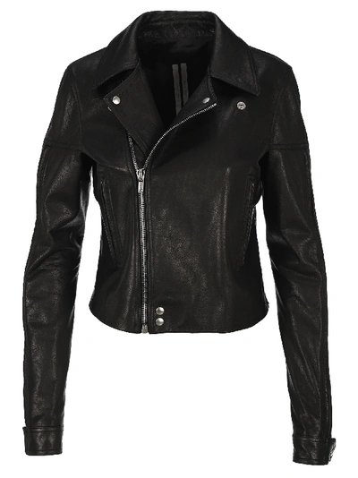 Rick Owens Leather Biker Jacket In Black