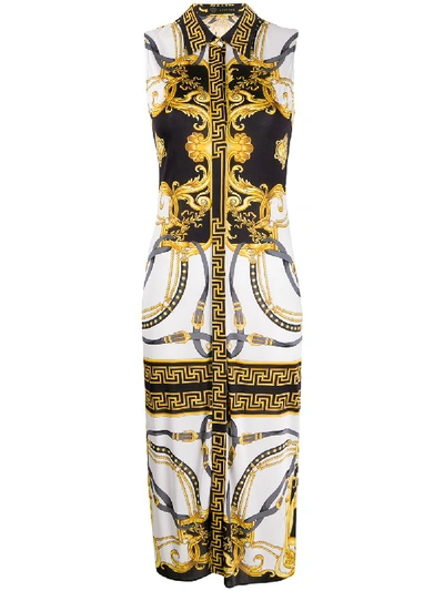 Versace Baroque Longline Waistcoat In Bianco
