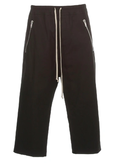 Rick Owens Cropped Cotton-blend Trousers In Black