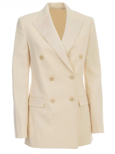 Theory Silk Lapels Jacket In Ivory Color In White