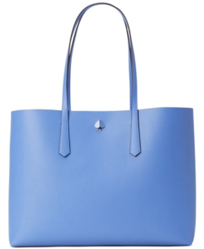 Kate Spade Large Molly Leather Tote In Forget-me-not/sliver