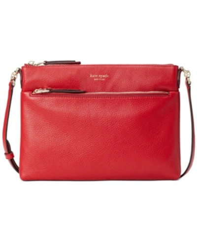 Kate Spade Medium Polly Leather Crossbody Bag In Hot Chili/gold