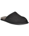 Ugg Scuff Mens Lined Leather Scuff Slippers In Black