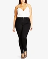City Chic Trendy Plus Size Adjustable-waist Skinny Jeans In Black