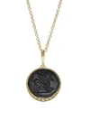 AZLEE GRIFFIN BLACK GLASS COIN NECKLACE,N624-G18-A