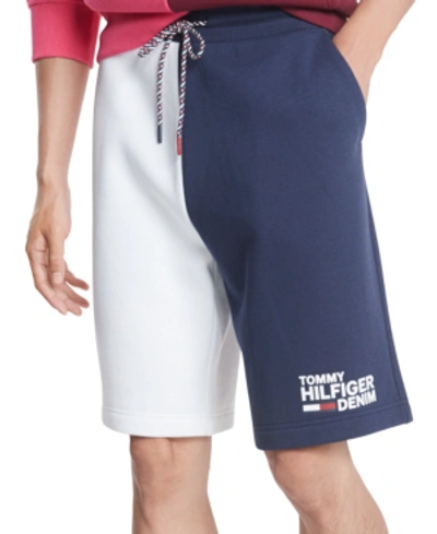Tommy Hilfiger Men's Logo Andy Shorts, Created For Macy's In Bright White / Black Iris