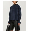 Merlette Majorelle Smocked Cotton-lawn Blouse In Navy
