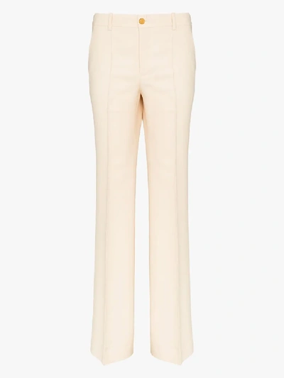 Gucci High Waist Silk & Wool Cady Crepe Flare Trousers In Black