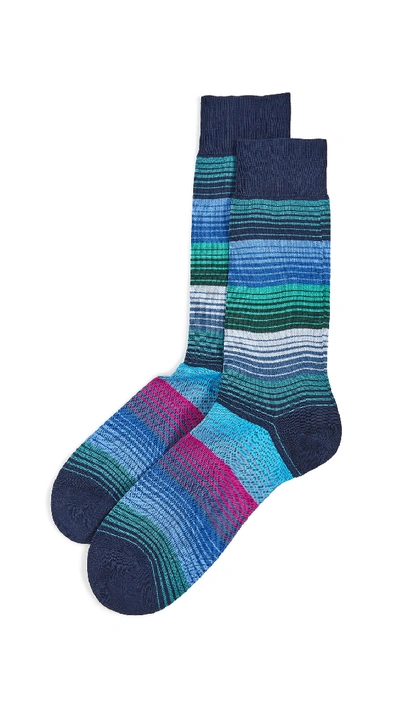 Paul Smith Lenzo Stripe Socks In Blue Multi