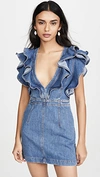 PHILOSOPHY DI LORENZO SERAFINI Deep V Neck Denim Dress