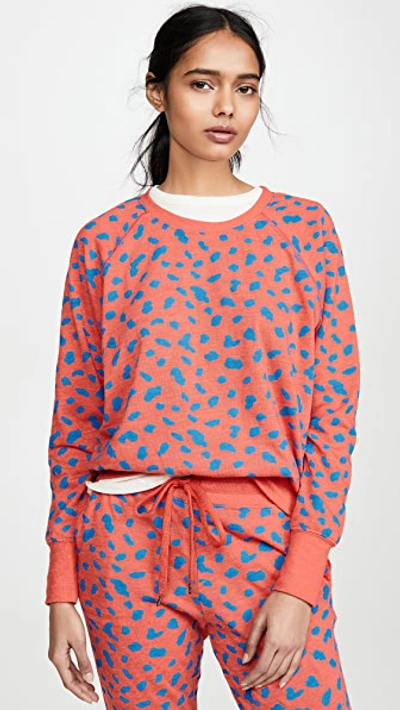 Sundry Abstract Dots Fitted Raglan Sweatshirt In Lighthouse