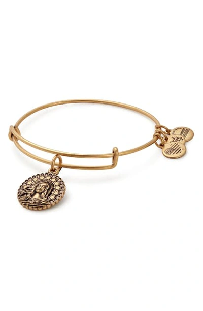 Alex And Ani Mary Magdalena Adjustable Wire Bangle In Gold