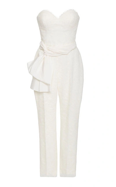 Carolina Herrera Bridal Women's Lourdes Strapless Chantilly Lace Jumpsuit In White