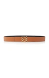 Loewe Anagram-buckle Reversible Leather Belt In Brown,black