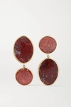 MELISSA JOY MANNING + NET SUSTAIN 14-KARAT GOLD AND STERLING SILVER, CORAL AND JASPER EARRINGS