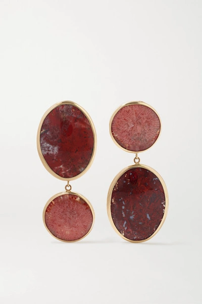 Melissa Joy Manning + Net Sustain 14-karat Gold And Sterling Silver, Coral And Jasper Earrings