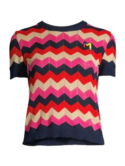 M Missoni Cotton Rib Knit Top In Navy