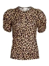 A.L.C Kati Leopard Print Puff-Sleeve T-Shirt