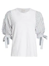 CINQ À SEPT WOMEN'S DAISE BOW STRIPED TOP,0400012148036