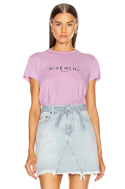 Givenchy Distressed Logo Cotton Graphic Tee In Mauve