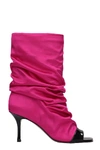 MARC ELLIS HIGH HEELS ANKLE BOOTS IN FUXIA SATIN,11192147