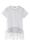 RED VALENTINO GLITTER AND TULLE T-SHIRT,11191871