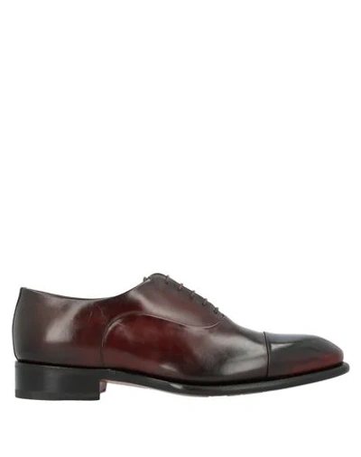 Santoni Laced Shoes In Maroon