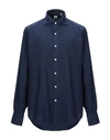 Finamore 1925 Solid Color Shirt In Dark Blue