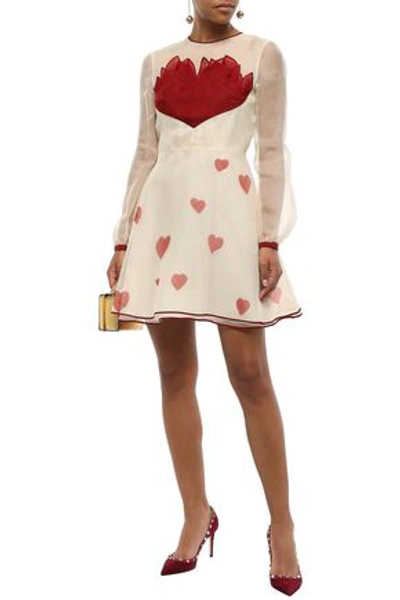 Valentino Woman Printed Silk-organza Mini Dress Cream