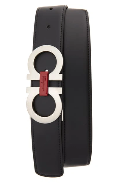 Ferragamo Reversible Leather Belt In Nero/hickory
