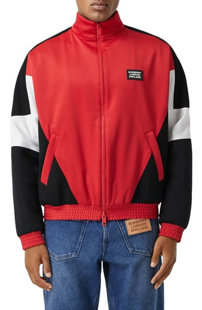 Burberry Astala Colorblock Track Jacket In Red,black,white